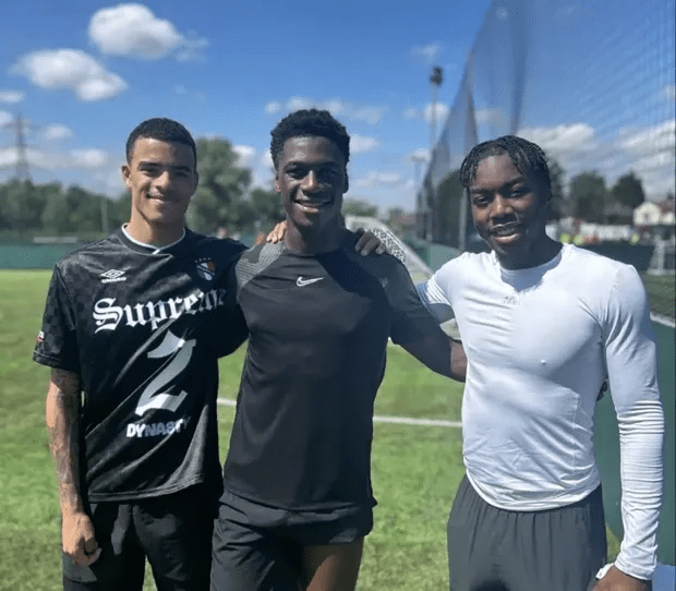 The star was previously seen training with James Abankwah and Anthony Elanga