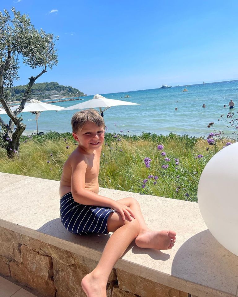 Billie's son Arthur has been enjoying the sea views