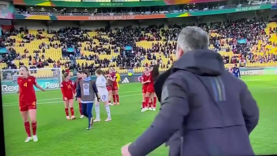 Jorge Vilda was left by himself as Spain's players celebrated reaching the final