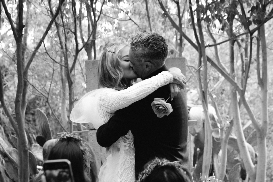 The pair shared a sweet kiss after exchanging their vows