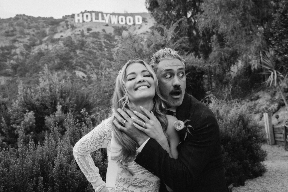 The pair fooled around for some funny post-wedding snaps