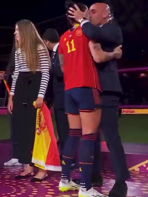 The Spanish FA president kissed Jennifer Hermoso after the Women's World Cup final