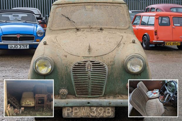 An Austin A30 is up for auction after being left in a shed for nearly 50 years