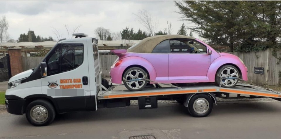 She posted a picture on Instagram showing her car being transported