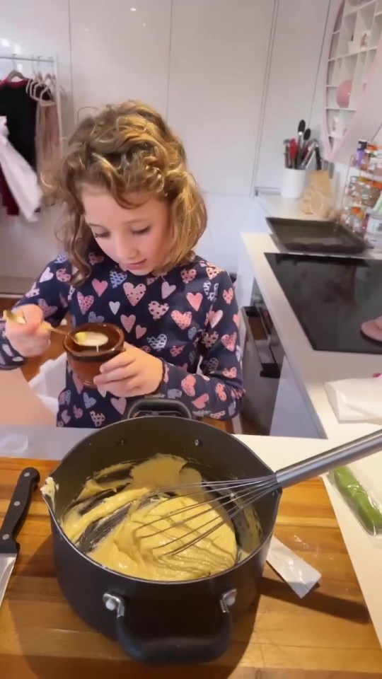 Katie captured the youngster hard at work as she whipped up the treats