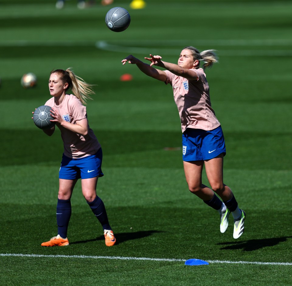 Wiegman mixed up training as some of the players threw medicine balls to eachother