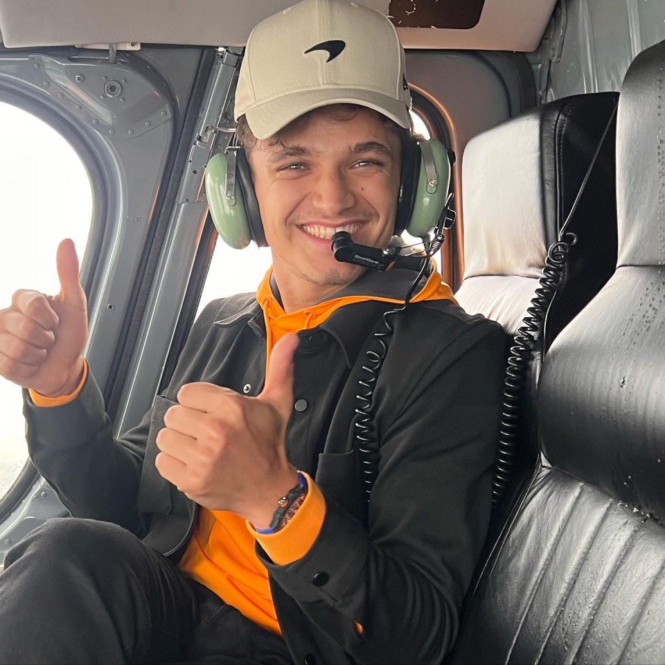 After the last race, Lando Norris boarded a helicopter