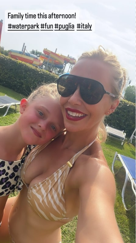 Laura pictured with her daughter Tahlia on holiday