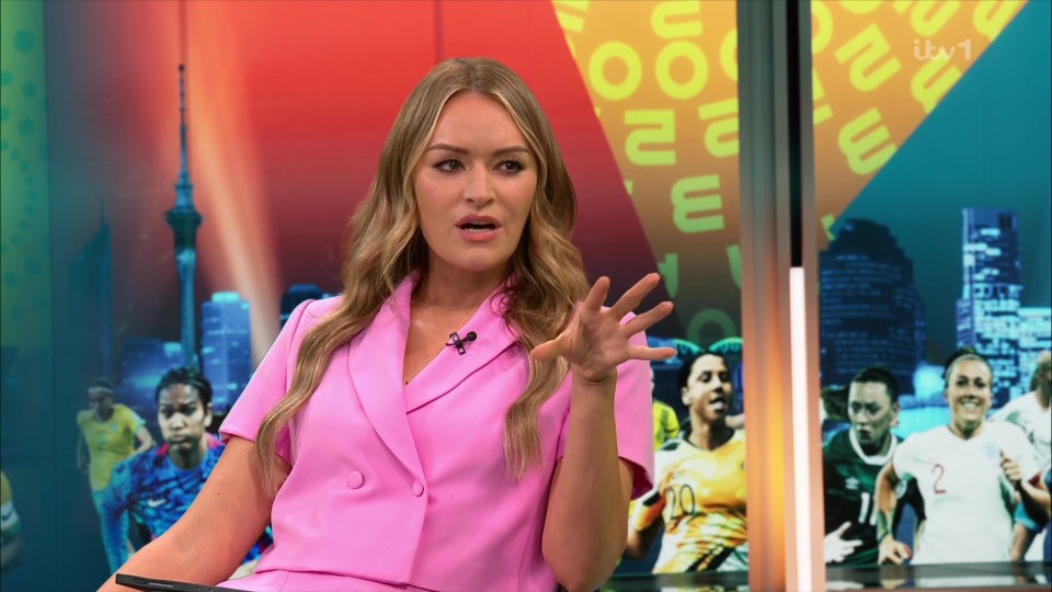 Woods rocked a striking outfit as she hosted England's latest win