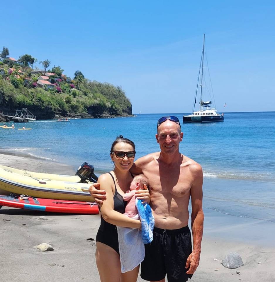 A couple have landed in difficulty after flying abroad to give birth on a beach