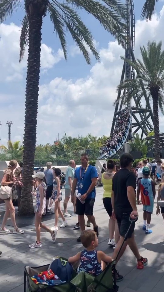 Posting on Instagram, the bumper brood enjoyed roller coasters and snacks