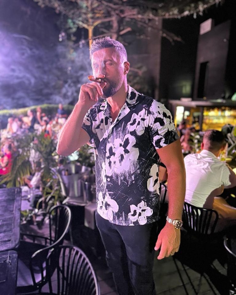 Froch puffed on a cigar during a lively night out