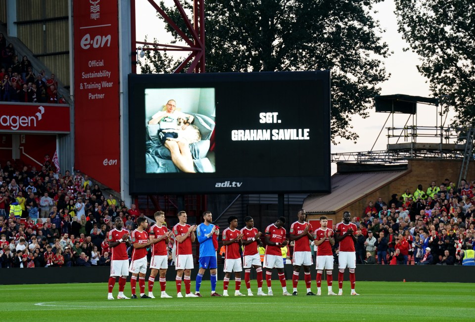 Both Forest and Burnley held a minute's applause for Sergeant Saville