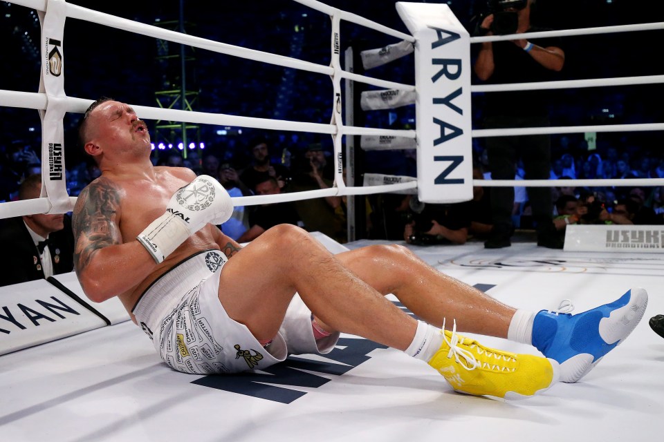 Usyk was sent tumbling to the canvas and stayed on the floor for several minutes