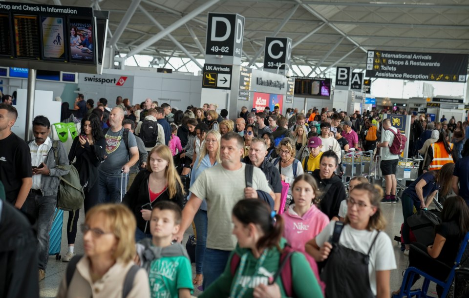 Stansted Airport was rammed with travellers desperately seeking answers amid the chaos on Tuesday