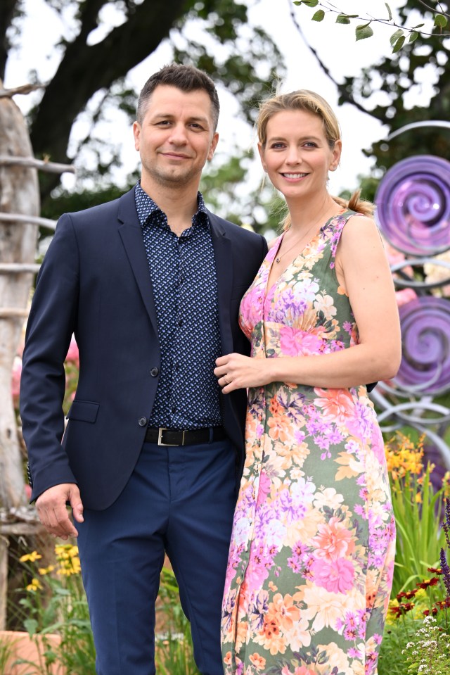 Countdown’s Rachel Riley dazzled in a plunging floral dress with husband Pasha Kovalev at Southport Flower Show