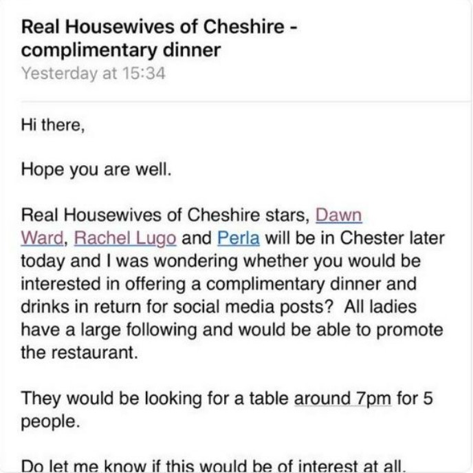 A rep sent an email bigging up the Real Housewives' 'large' social media following