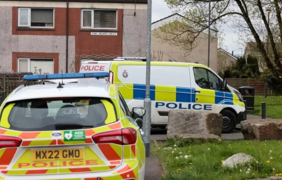 Police at the scene of an incident of violence on the estate earlier this year