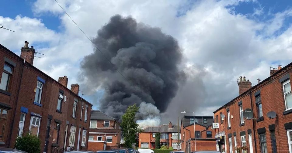 Thick black smoke could be seen billowing into the sky