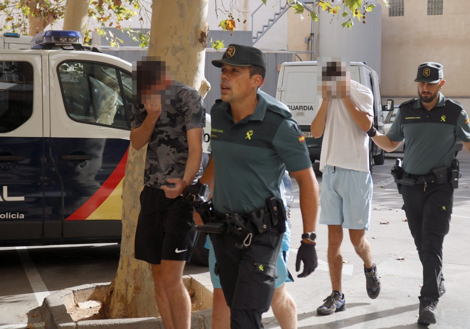 Three British men suspected of raping a UK woman in Magaluf have been taken to court today