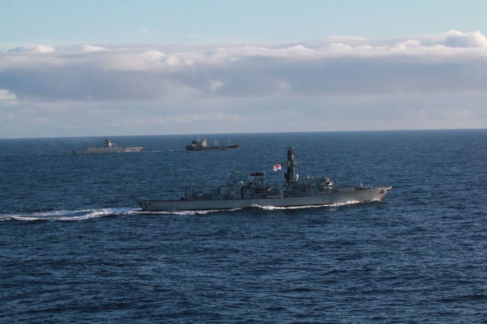 Royal Navy warships and RAF patrol aircrafts have tracked several Russian warships in the waters close to the UK