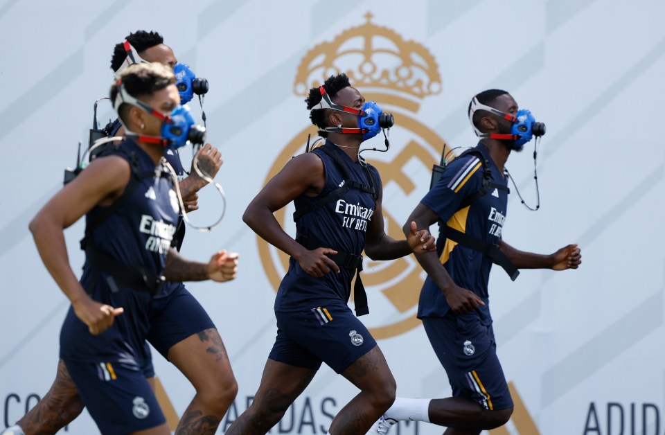 The rest of the squad, including Vinicius Jr, donned the strange looking face masks