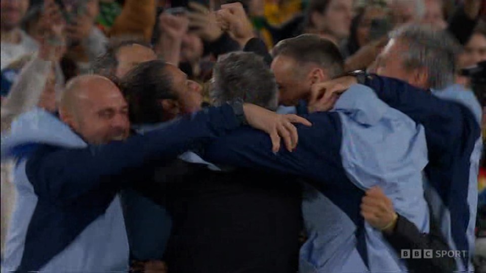 Vilda celebrated with his coaching staff upon the final whistle