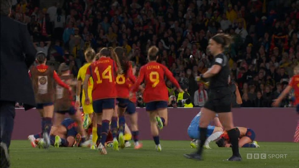 The Spanish players celebrated among themselves