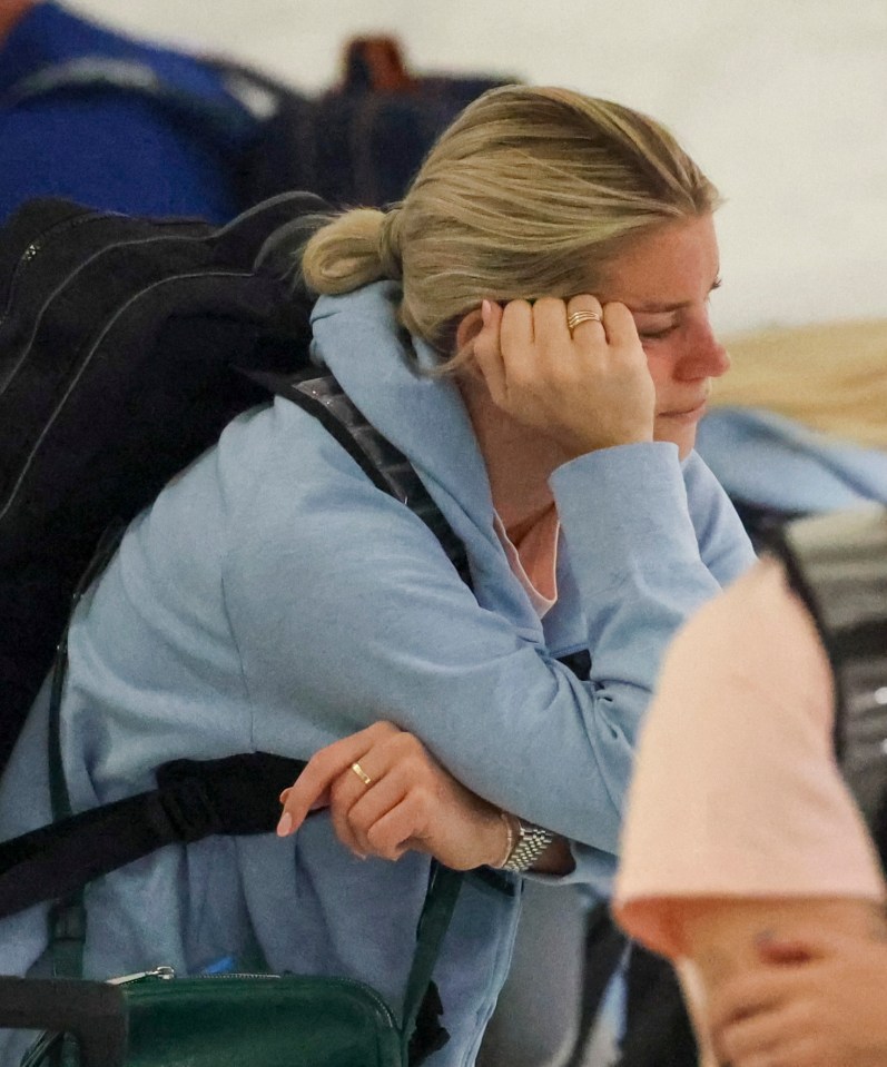 Alessia Russo looked emotional at Sydney Airport following defeat in the Women's World Cup final