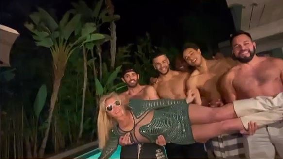 Britney Spears shared videos on Instagram of her being lifted by four hunks