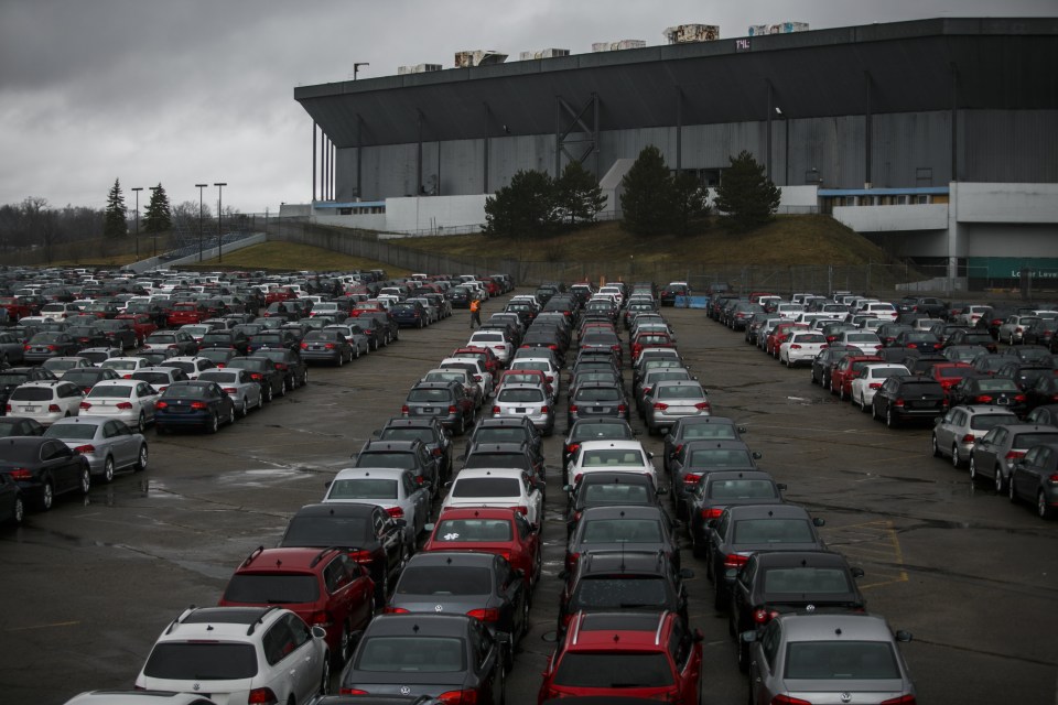 When the contents were later auctioned off in 2014, the car park bizarrely became home to thousands of recalled Volkswagen cars