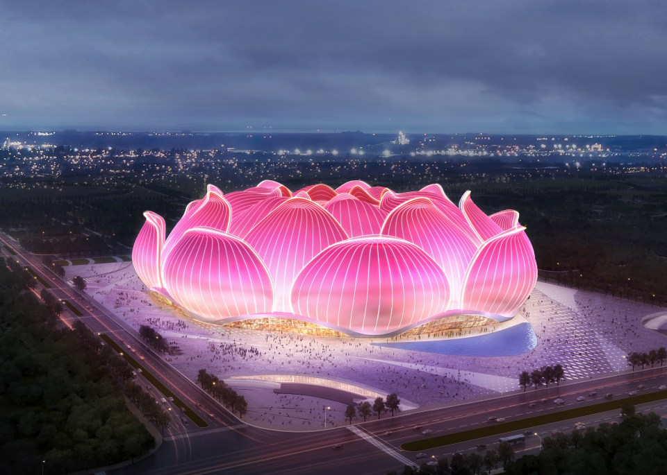 Ambitious plans showed a spectacular flower-shaped stadium seating 100,000