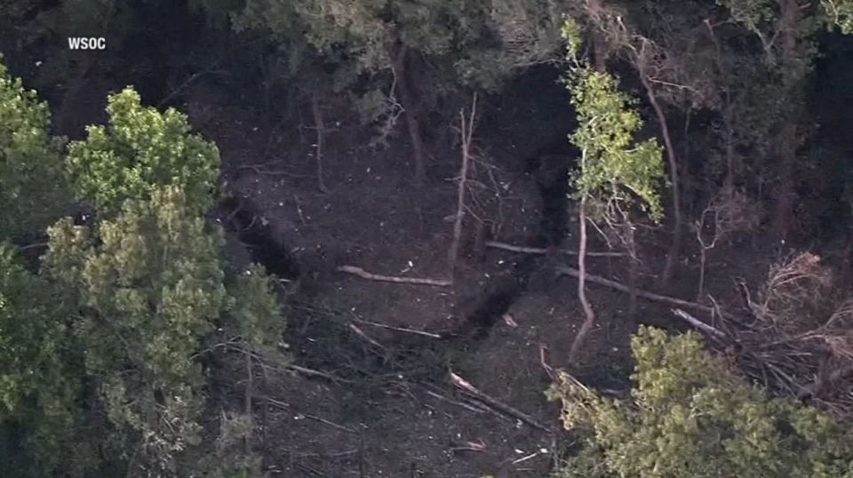 The crash site was located in a rural location and captured by an overhead drone