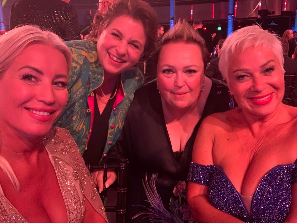 Actresses Denise Van Outen and Denise Welch with, centre, Liz Pryor and Caroline Stevens of Best Health Charity nominee the Anne Robson Trust