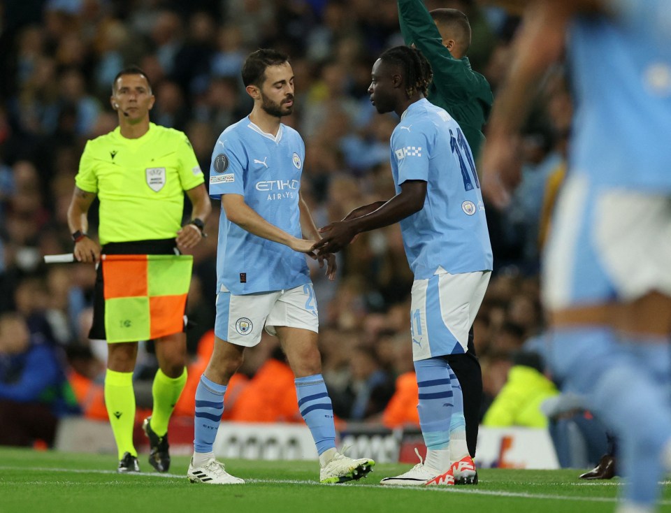 Bernardo Silva went off injured at the end of the first half on Tuesday evening