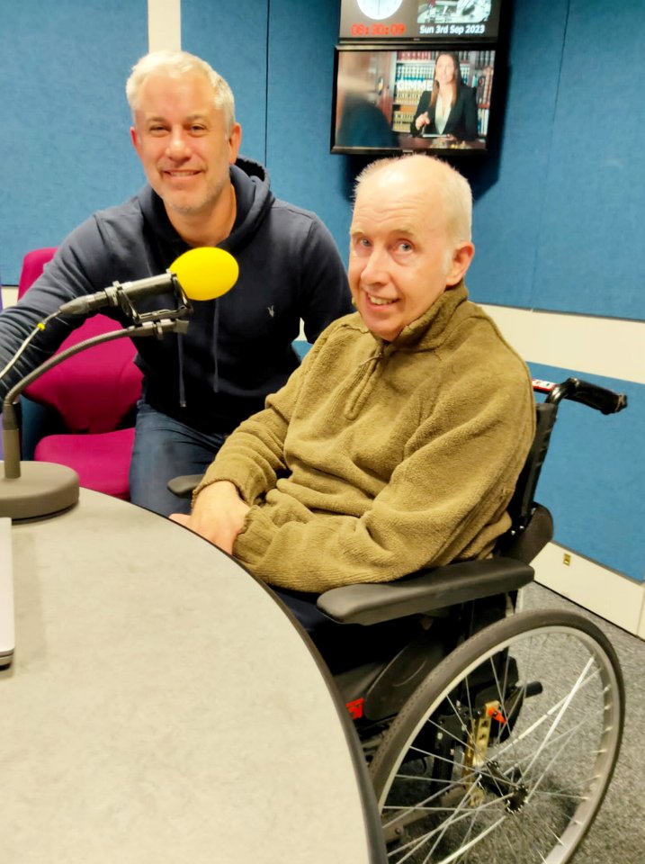 The dad (pictured after the surgery) has had his skull rebuilt with a ceramic plate in a pioneering operation