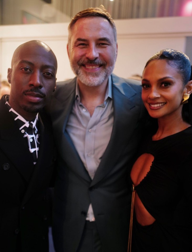 David hugged Alesha Dixon and her husband Azuka Ononye