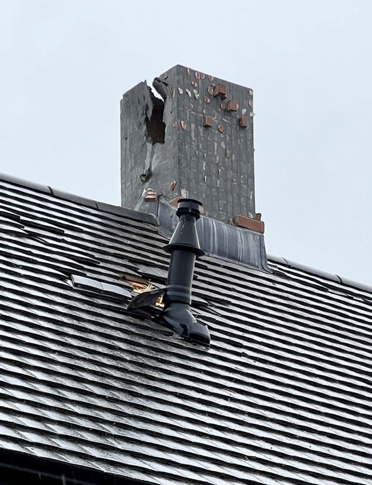 The unnamed homeowner said: 'The damage is massive; there are three large holes in the roof, and structural damage around the door frames'