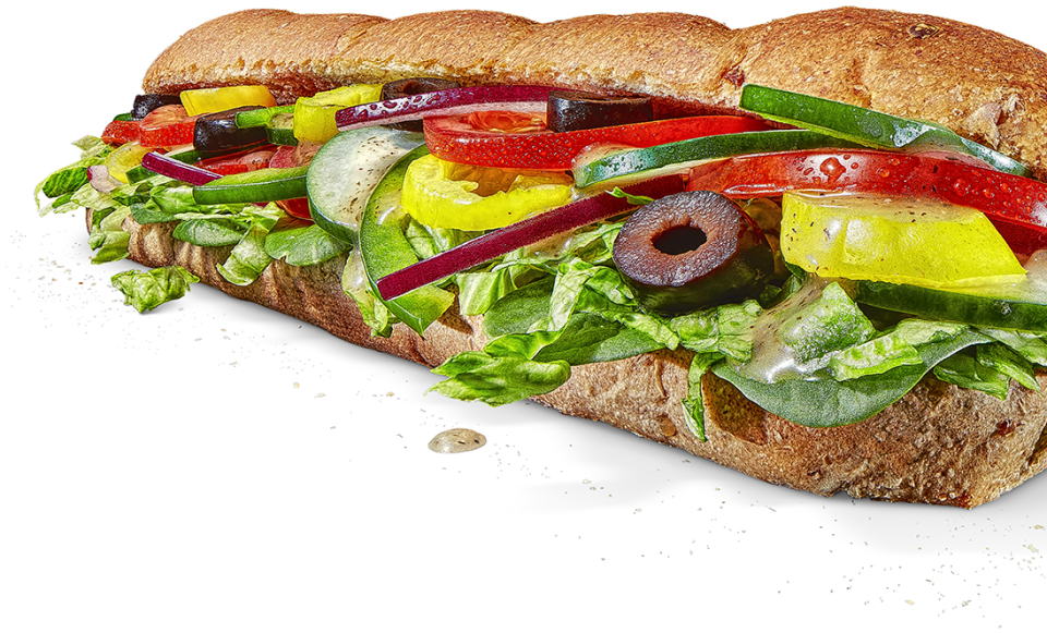 At Subway choose: the 6-inch Veggie Delight