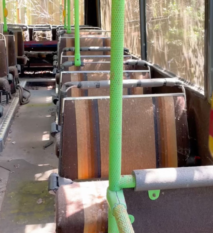 One spooky shot shows the interior of the deserted bus