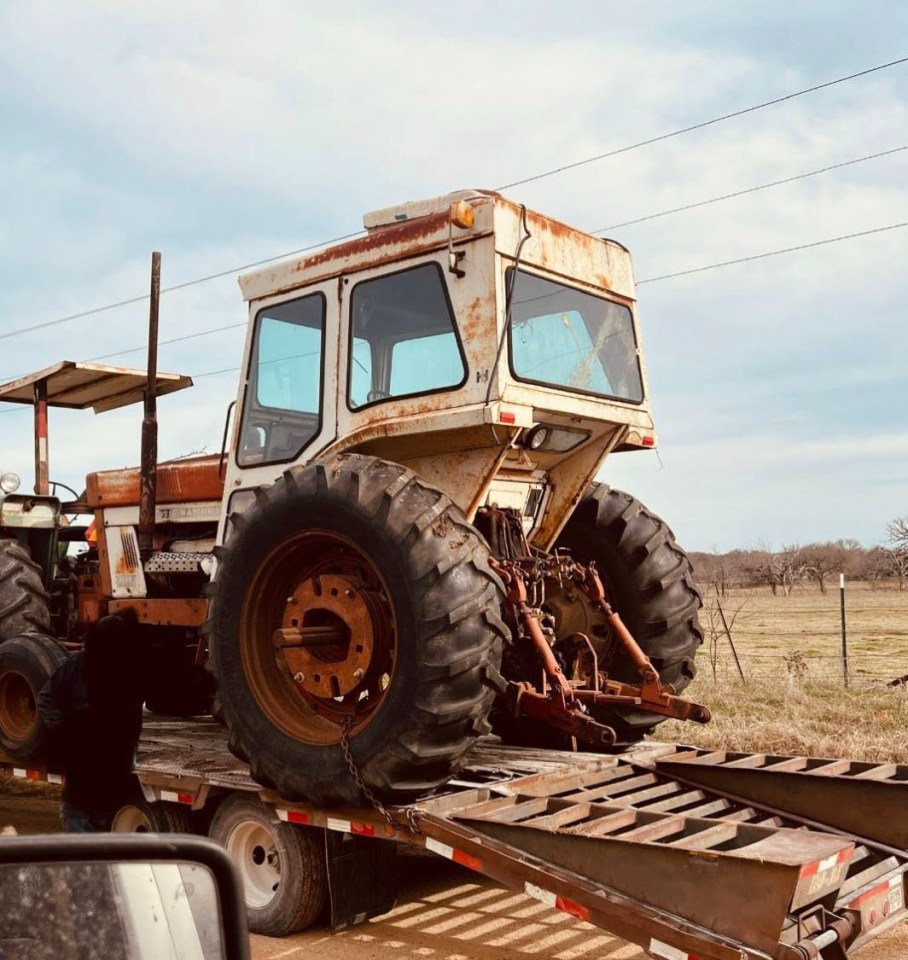 The tractor that killed Theo's mum leaving the farm after the accident