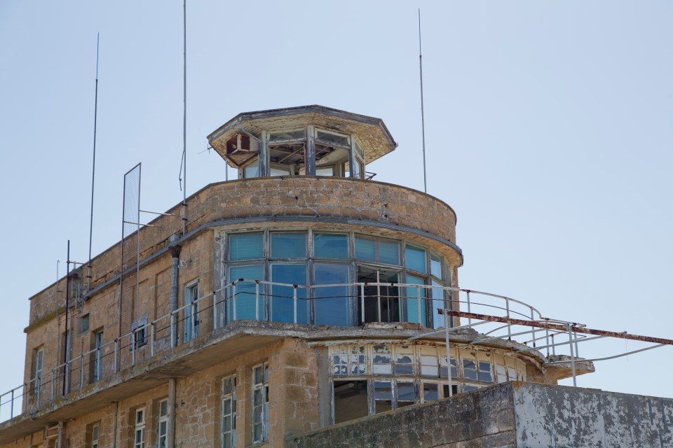 The airport's control tower is now in decay