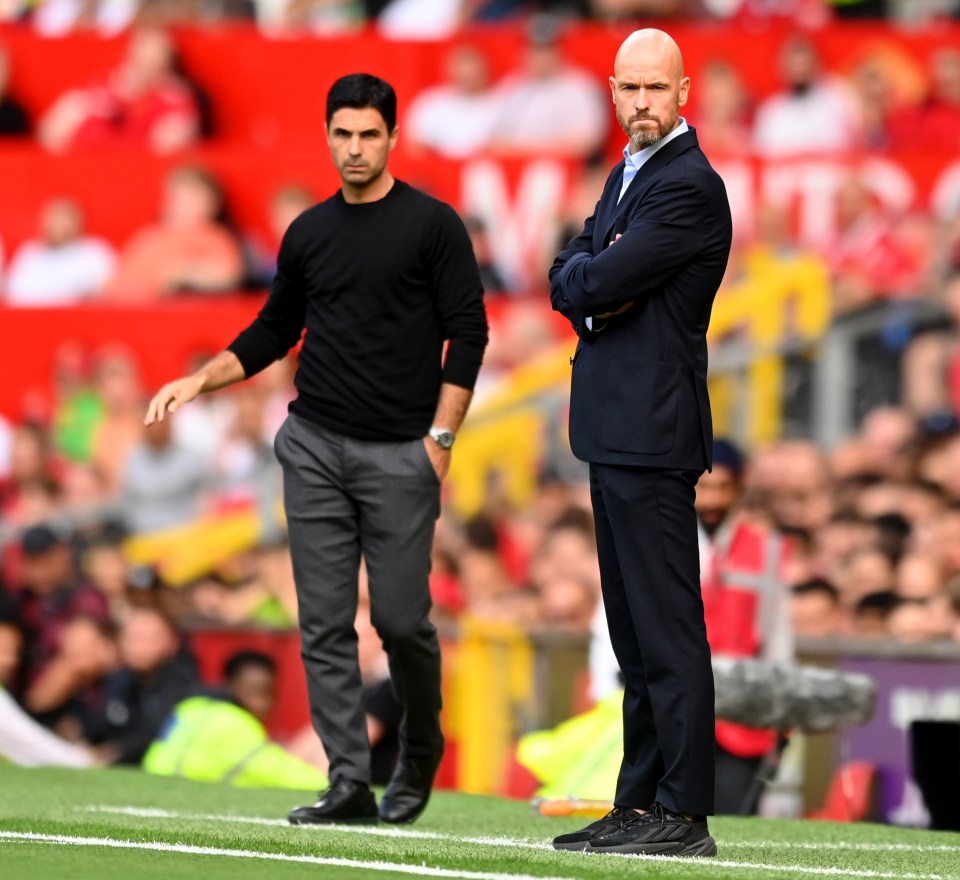 Mikel Arteta and Erik ten Hag will go head to head on Sunday