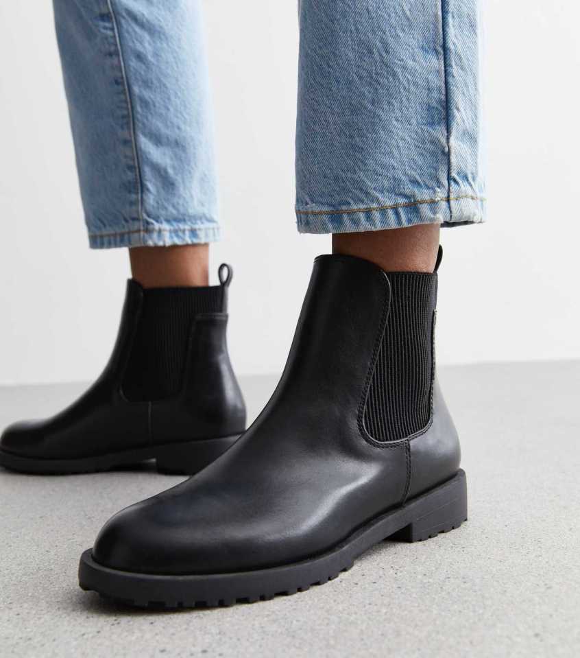 New Look Black Leather-Look Chelsea Boots