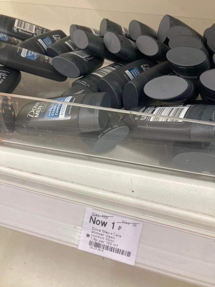 A Boots store has slashed the price of its Dove for Men shower gel to just 1p