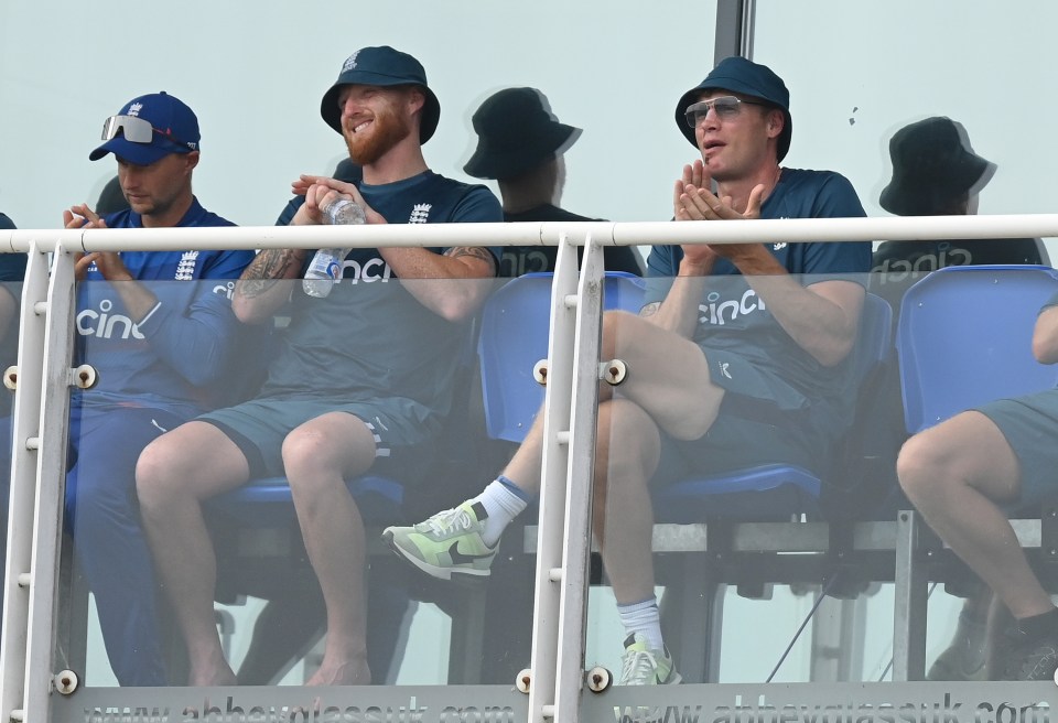 Freddie was later snapped sitting alongside stars Joe Root and Ben Stokes on the players’ balcony during England’s innings