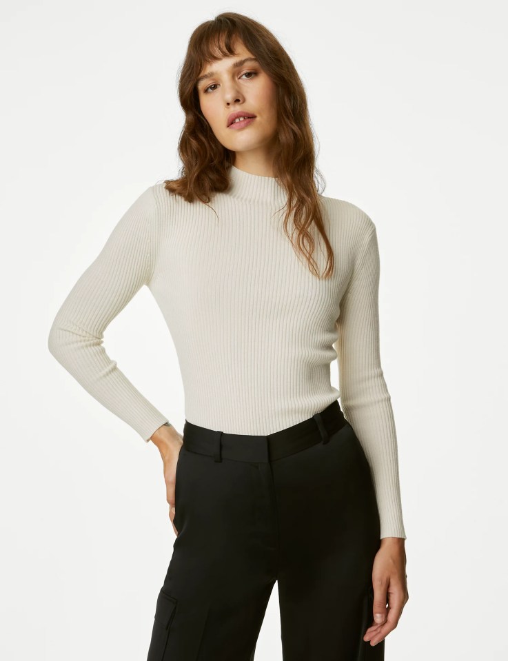 M&S Collection Merino Wool Rich Funnel Neck Jumper