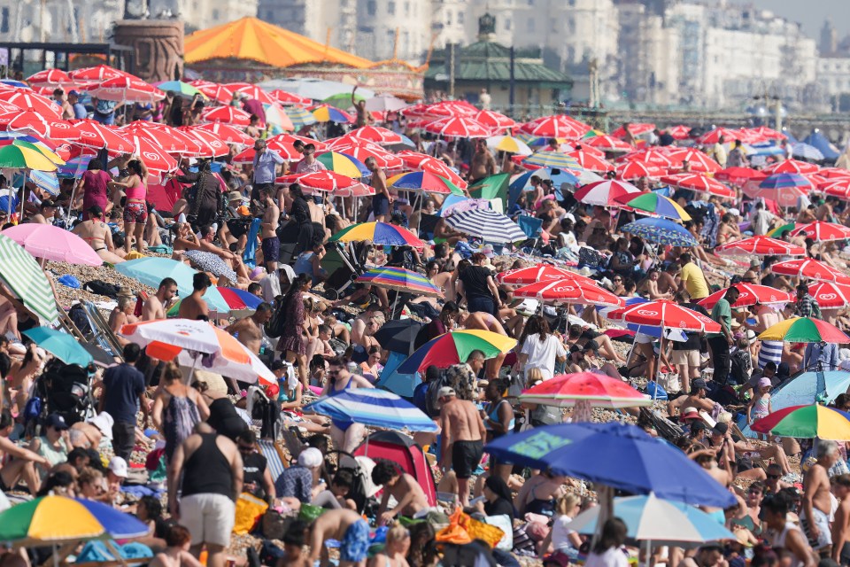 Thousands flocked to the beach at Brighton to catch some rays