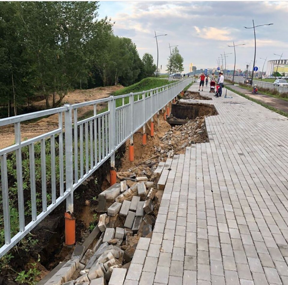 A pathway built just for World Cup fans was also ruined at a different ground