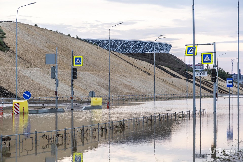 Heavy rain in the area caused landslides and flooding around the stadium